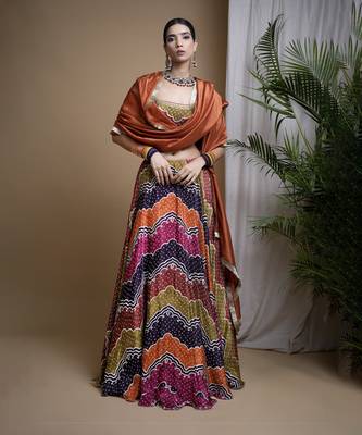 Multi Color Digital Print Heavy Lehenga Set 5