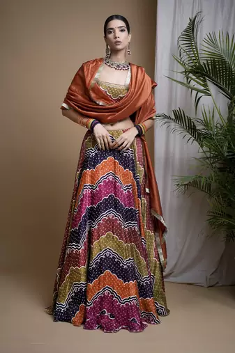 Multi Color Digital Print Heavy Lehenga Set