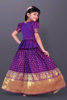 Girl's Silk Blend Violet Readymade Lehenga Choli 2