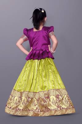 Girl's Wine Silk Blend Readymade Lehenga Choli 2