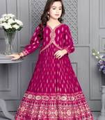 Wine Ethnic Long Gown for Girls Maxi Dress