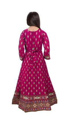 Wine Ethnic Long Gown for Girls Maxi Dress 2