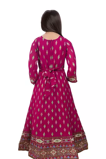 Wine Ethnic Long Gown for Girls Maxi Dress