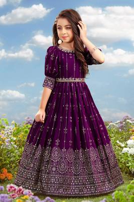 Purple Ethnic Long Gown for Girls Maxi Dress 1