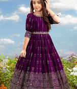 Purple Ethnic Long Gown for Girls Maxi Dress