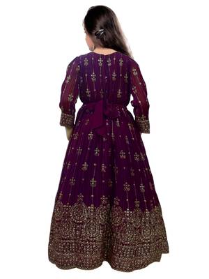 Purple Ethnic Long Gown for Girls Maxi Dress 2