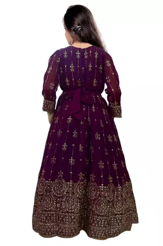 Purple Ethnic Long Gown for Girls Maxi Dress