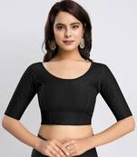 Cotton Lycra Stretchable Comfy Round Neck Elbow Sleeves Saree Blouse Readymade
