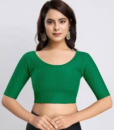 Cotton Lycra Stretchable Comfy Round Neck Elbow Sleeves Saree Blouse Readymade