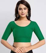 Cotton Lycra Stretchable Comfy Round Neck Elbow Sleeves Saree Blouse Readymade