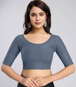 Cotton Lycra Stretchable Comfy Round Neck Elbow Sleeves Saree Blouse Readymade