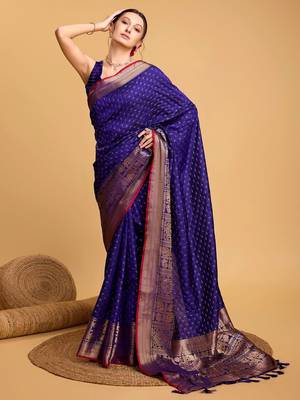 blue silk blend kanchipuram zari saree 4