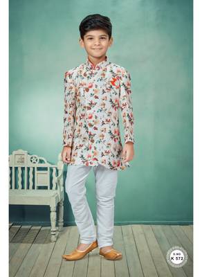 Off white flower degital printed indowestern 1
