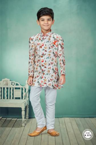 Off white flower degital printed indowestern