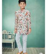 Off white flower degital printed indowestern