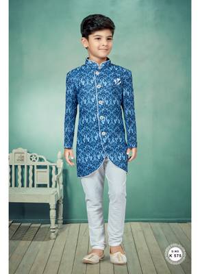 Off white  degital printed with less work indowestern 1