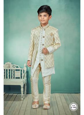 Cream  stone and thred zari work indowestern 1