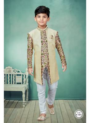 Off white flower degital printed with less work indowestern 1