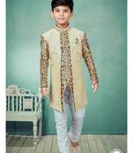 Off white flower degital printed with less work indowestern