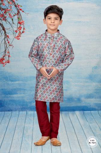Maroon  printed kurta pajama