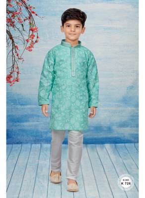 Off white flower printed kurta pajama with thread work 1