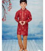 Cheekoo flower printed kurta pajama with thread work