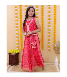 red bandhej lehenga