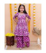 purple kurta with double layered sharara