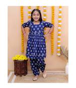 blue all over printed kurta with salwar