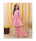 pink chanderi kurta with sharara