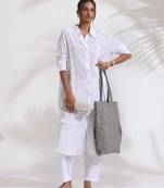 white cotton schiffli shirt kurta set
