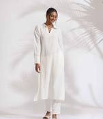 white cotton a-line kurta set