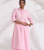 pink cotton embroidered kurta set