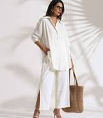 white cotton check shirt co-ord set