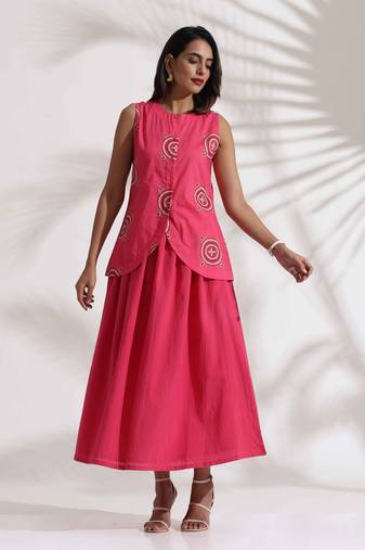 pink cotton skirt co-ord set