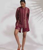 purple cotton print short co-ord set