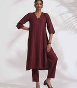 maroon dobby kurta set