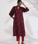 purple floral print kurta set