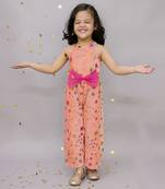 Barbie shimmer star print jumper with bow for girls - pink