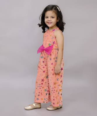 Barbie shimmer star print jumper with bow for girls - pink 2
