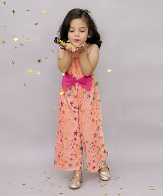 Barbie shimmer star print jumper with bow for girls - pink 4