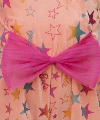Barbie shimmer star print jumper with bow for girls - pink 5