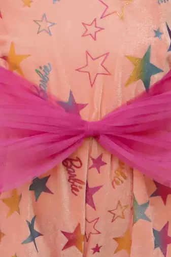 Barbie shimmer star print jumper with bow for girls - pink