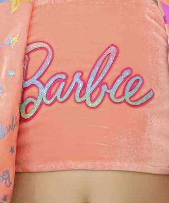 Barbie star print jacket with pant and bustier set for girls - pink 3
