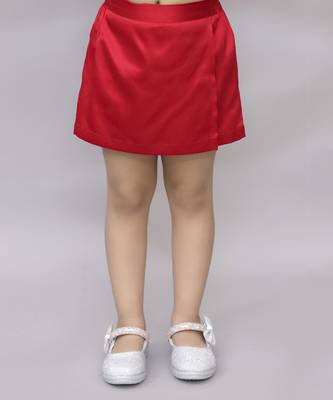 Net flower sleeveless stylish top with solid shorts sets for girls - red 3