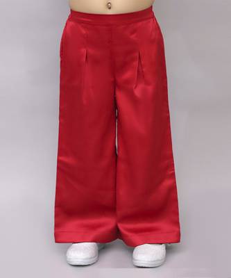 Net flower sleeveless stylish top with solid pant sets for girls - red 3