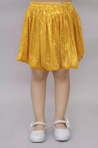 Velvet embroidery top with sequence shorts sets for girls - red