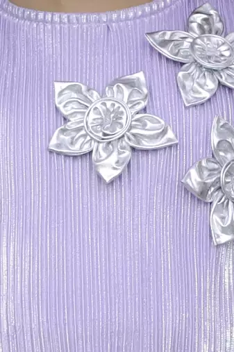 3d flower top and straight pant co-ord set for girls - lavender