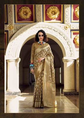 chiku tissue silk blend saree with unstitched blouse piece 1