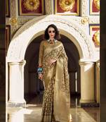 chiku tissue silk blend saree with unstitched blouse piece